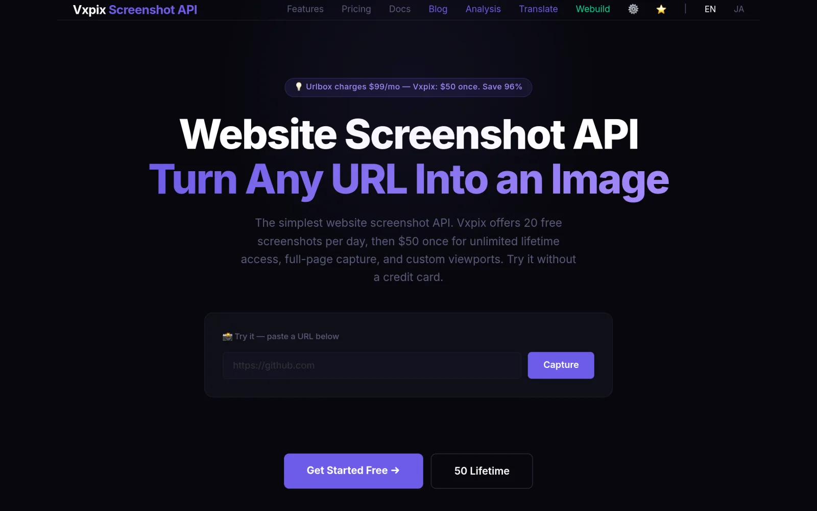 Screenshot API - $50 Lifetime | Vxpix screenshot