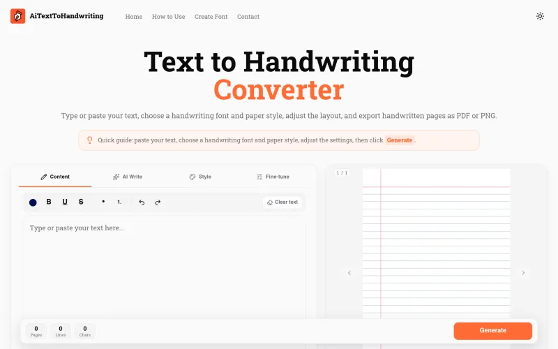 Text to Handwriting Converter | AI Text to Handwriting screenshot