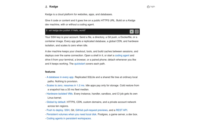 kedge — deploy websites and apps screenshot