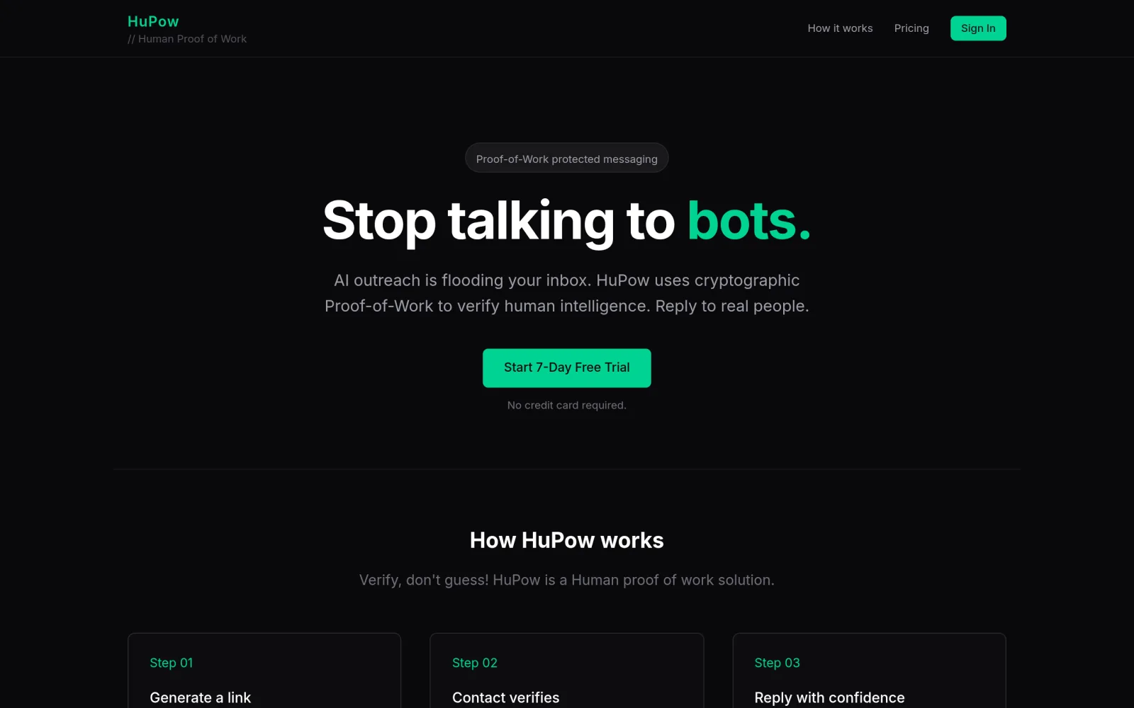 HuPow - Stop talking to bots. screenshot