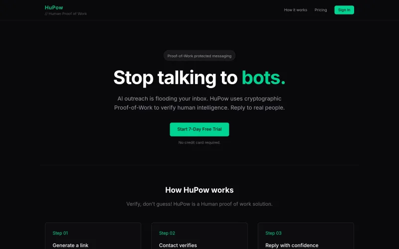 HuPow - Stop talking to bots. screenshot