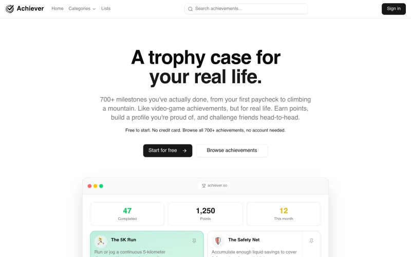 Achiever | Real Life Achievement Tracker screenshot