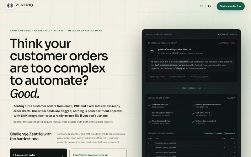 Think your hardest customer order cannot be automated? Good. screenshot