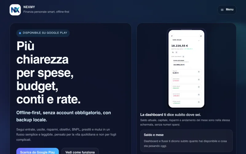 Nexmy | App Android per spese, budget, conti e rate offline screenshot