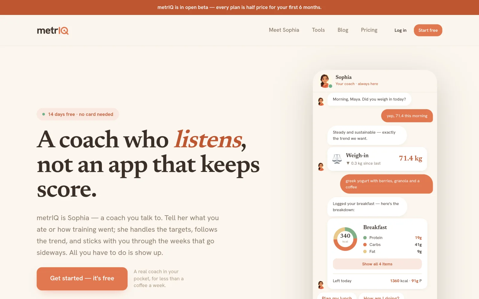 metrIQ — A coach who listens, not an app that keeps score screenshot
