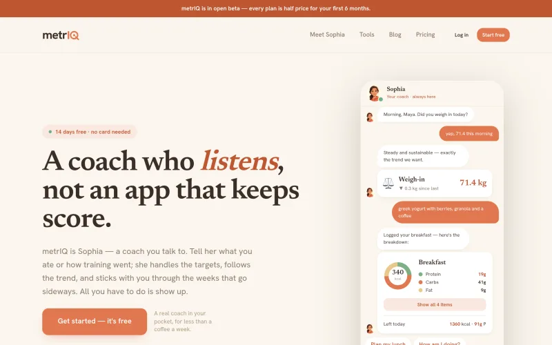 metrIQ — A coach who listens, not an app that keeps score screenshot
