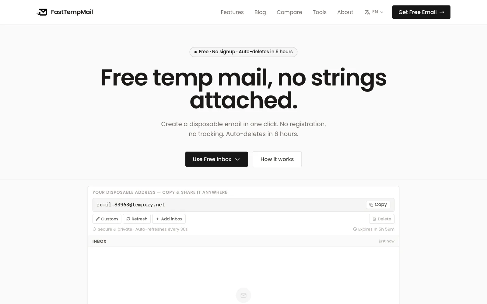 Fasttempmail screenshot
