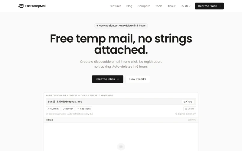 Fasttempmail screenshot