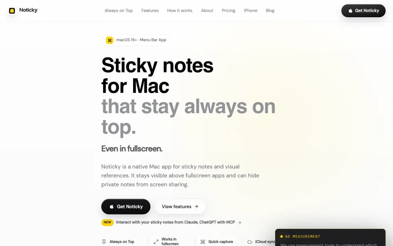 Noticky — Sticky Notes & Always-on-Top Windows for Mac screenshot