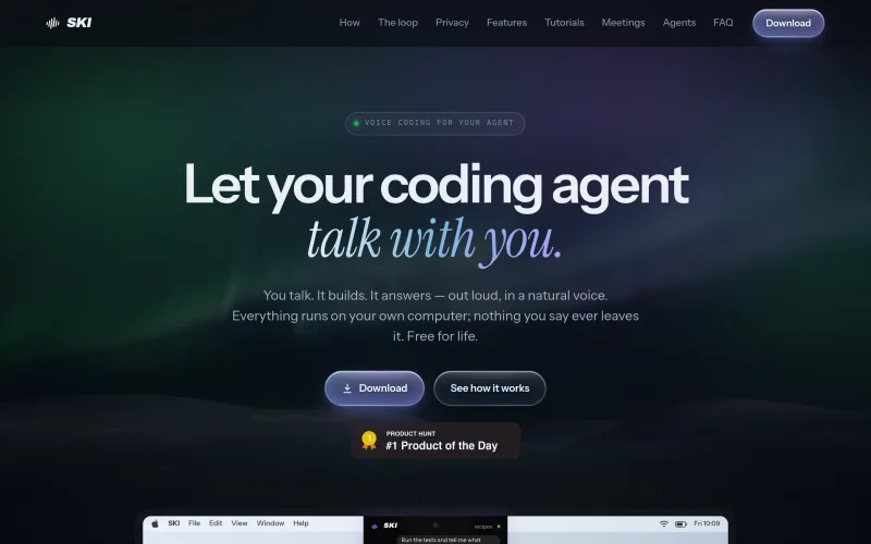 SKI — Talk to your AI coding agent. Hear it answer. screenshot