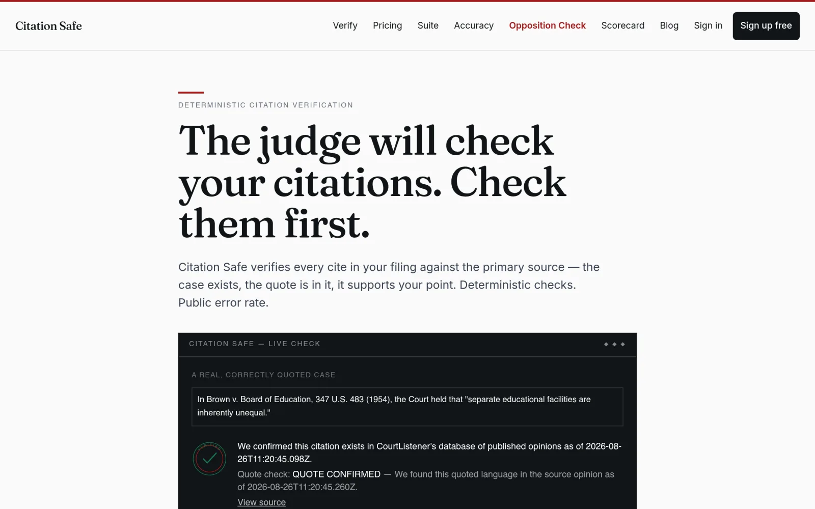 Citation Safe | Legal Citation Verification screenshot