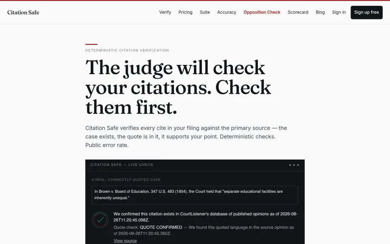 Citation Safe | Legal Citation Verification screenshot