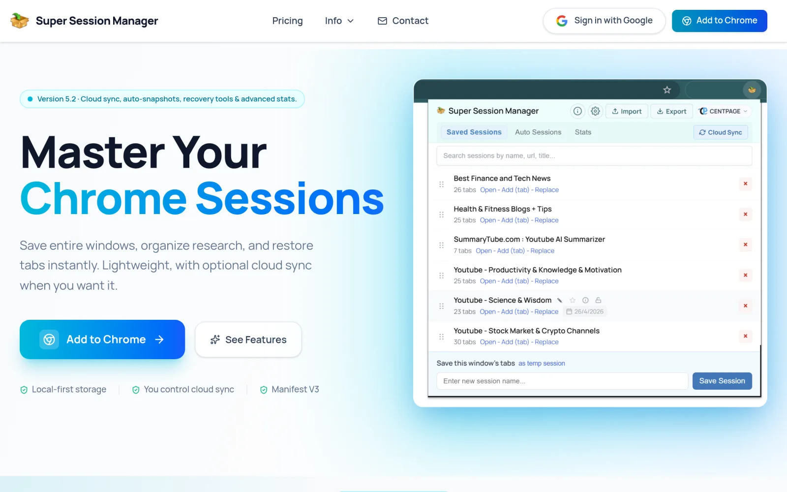 Sessionmanager screenshot
