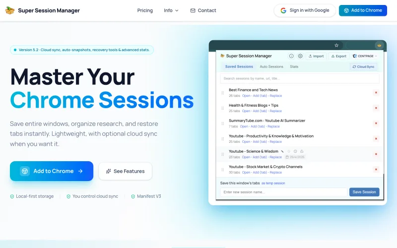 Sessionmanager screenshot