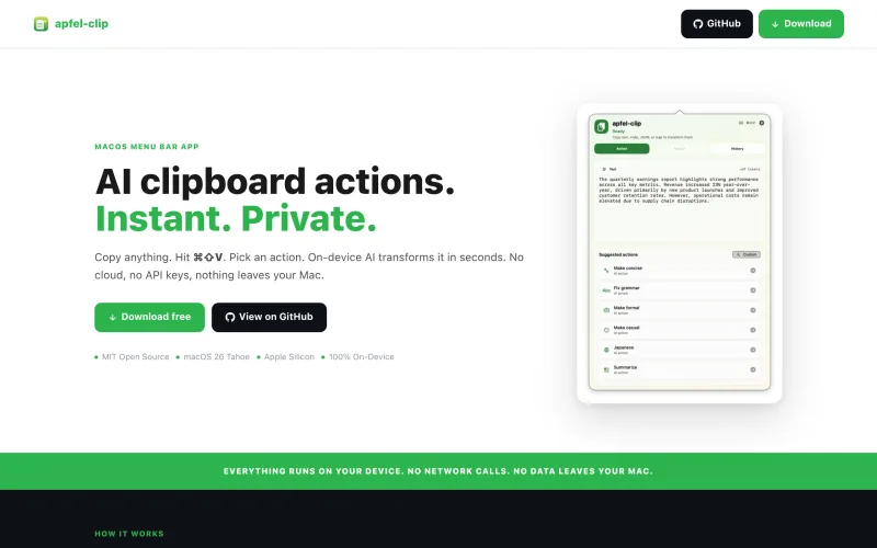 apfel-clip: AI clipboard actions for macOS screenshot