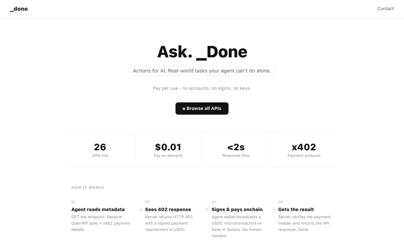 Actions for AI. Real-world tasks your agent can't do alone - Made by _ screenshot