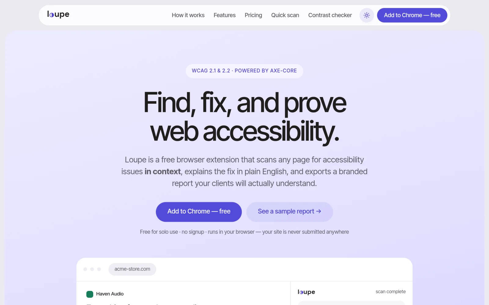 Loupe — find & fix web accessibility issues screenshot