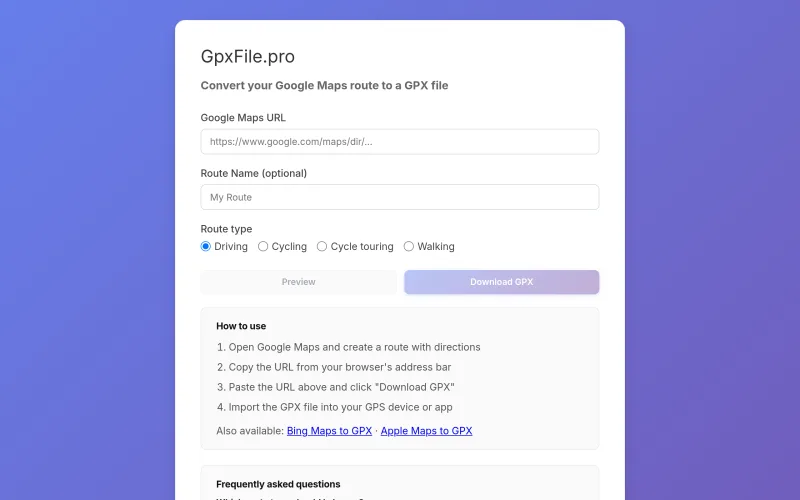GPX & FIT Tools — Convert, Merge, Split, View & More | GpxFile.pro screenshot