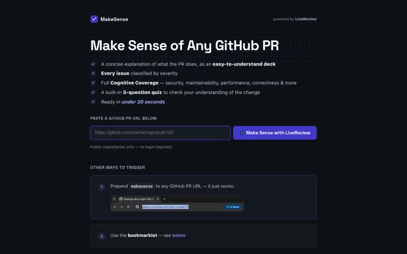 Make Sense of Any GitHub PR | MakeSense for GitHub screenshot
