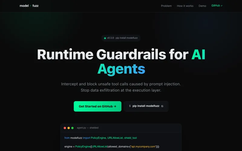 ModelFuzz — Runtime Guardrails for AI Agents screenshot