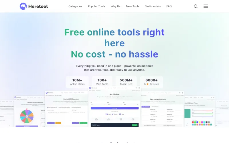 Heretool - Free Online Tools Right Here screenshot