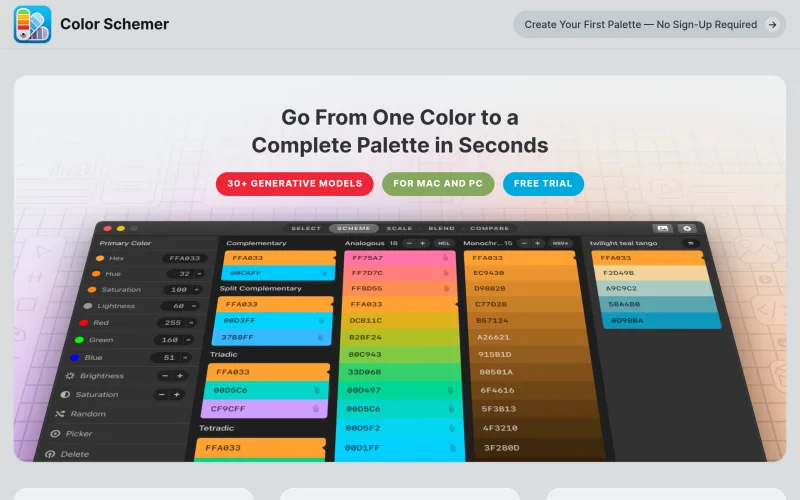 Color Schemer - Create Beautiful Schemes from One Color screenshot
