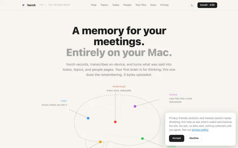 horch: A memory for your meetings. Entirely on your Mac. screenshot