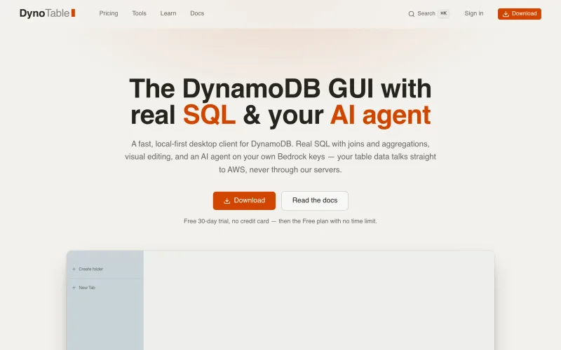 The DynamoDB GUI with real SQL & your AI agent screenshot