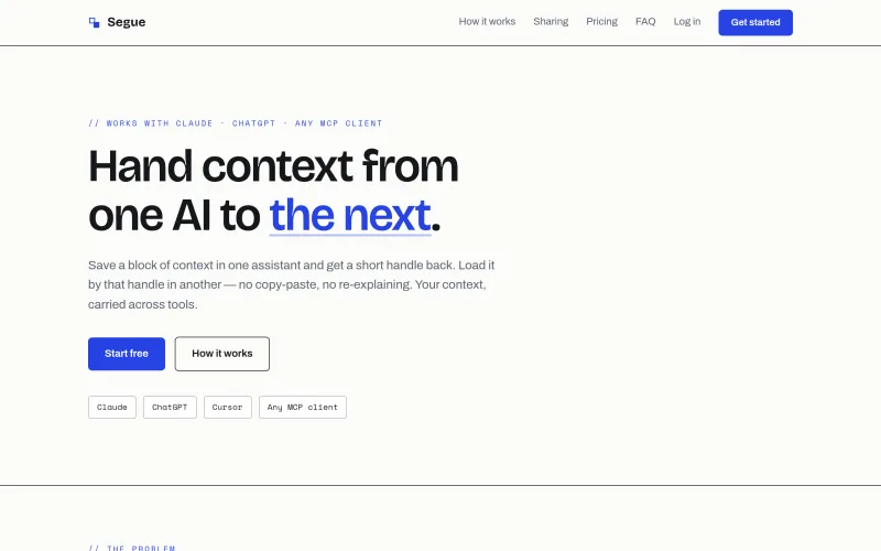 Segue — hand context from one AI to the next screenshot