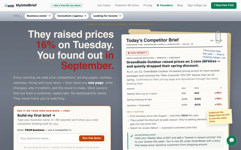 See What Your Competitors Did This Week | MyIntelBrief screenshot