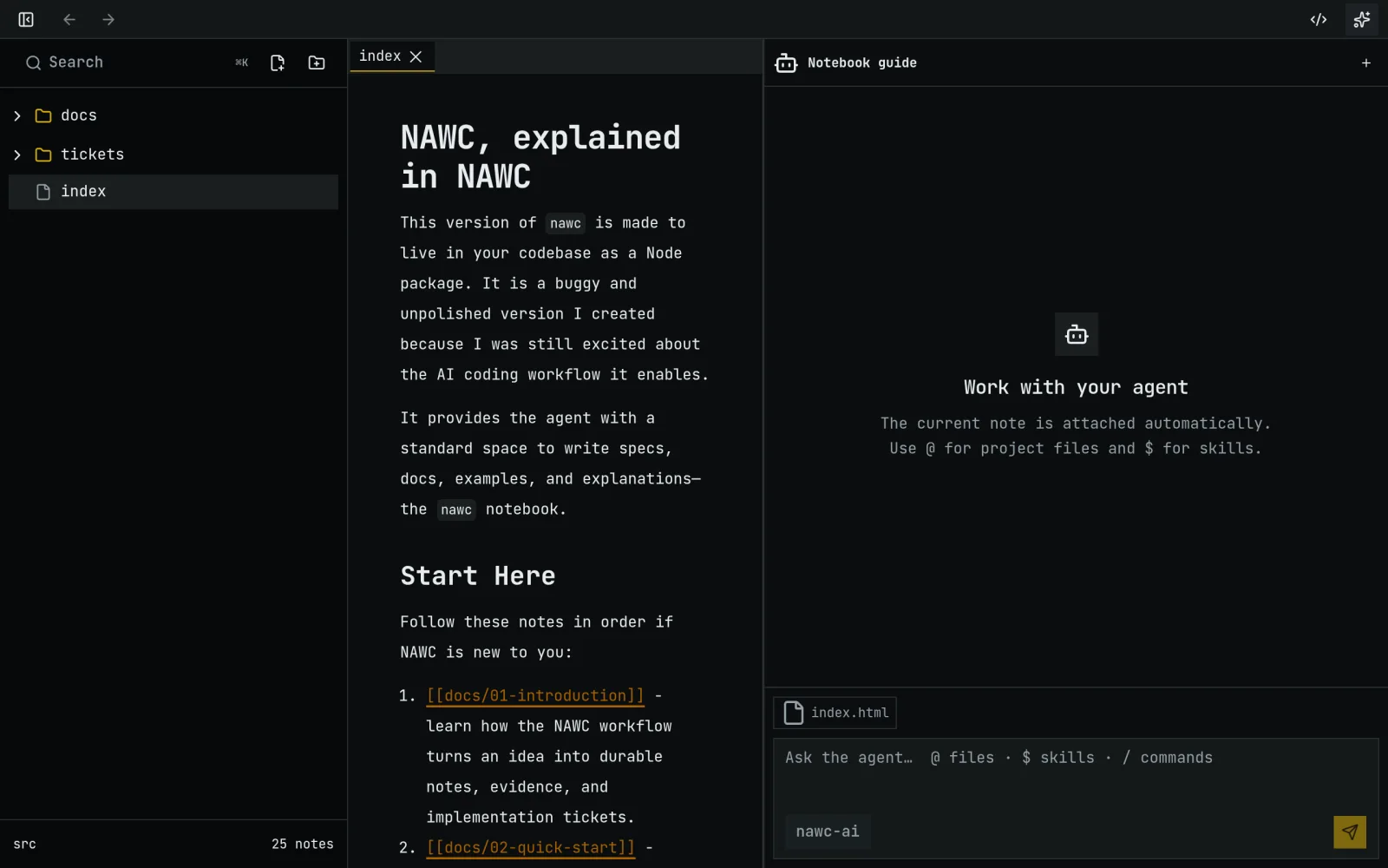 NAWC - A notebook for your agents screenshot