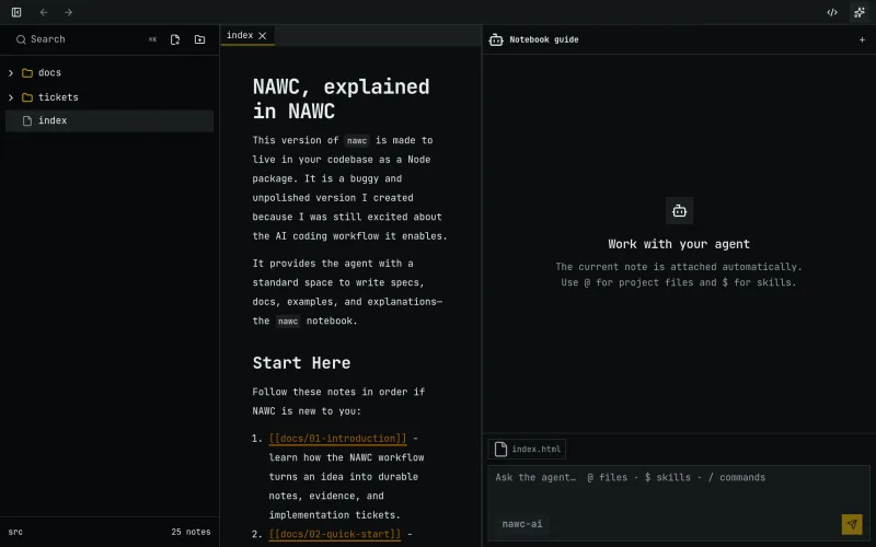 NAWC - A notebook for your agents screenshot