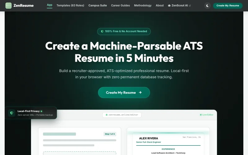 Free ATS Resume Builder [2026 Templates] | ZenResume screenshot