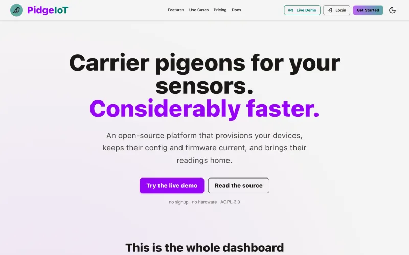 PidgeIoT — Open-Source IoT Device Management screenshot