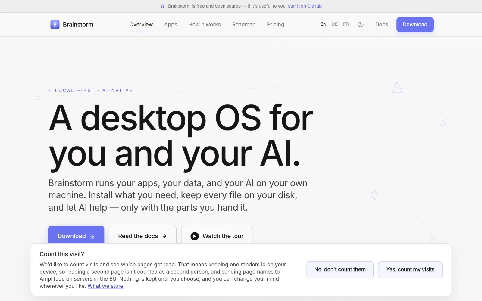 Brainstorm — a local-first, AI-native operating system for knowledge m screenshot
