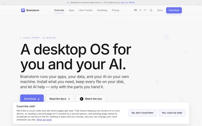Brainstorm — a local-first, AI-native operating system for knowledge m screenshot