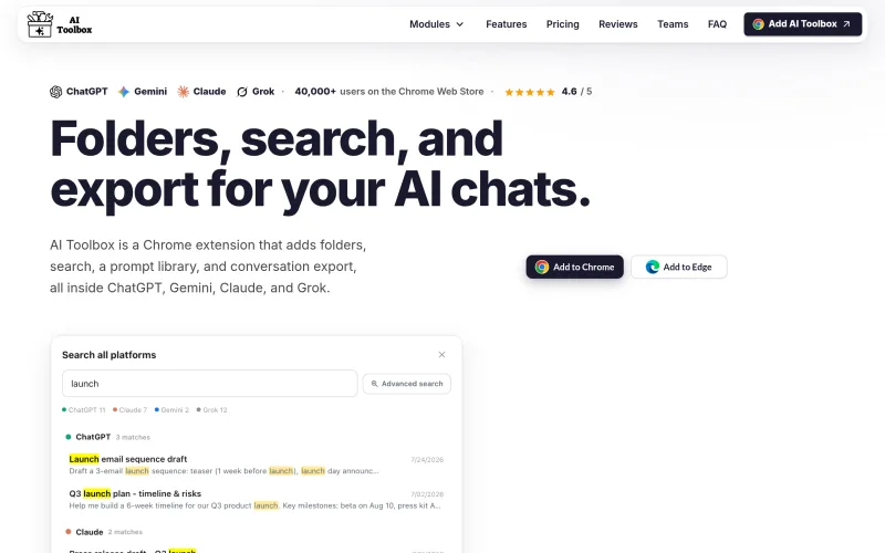 AI Toolbox, One Extension for ChatGPT, Gemini, Claude & Grok screenshot