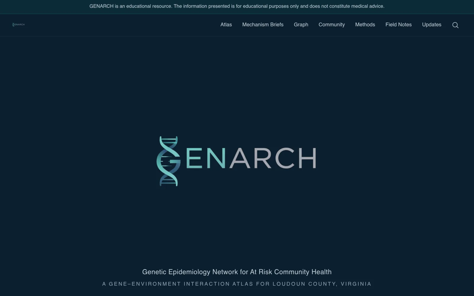 GENARCH — Genetic Epidemiology Atlas screenshot