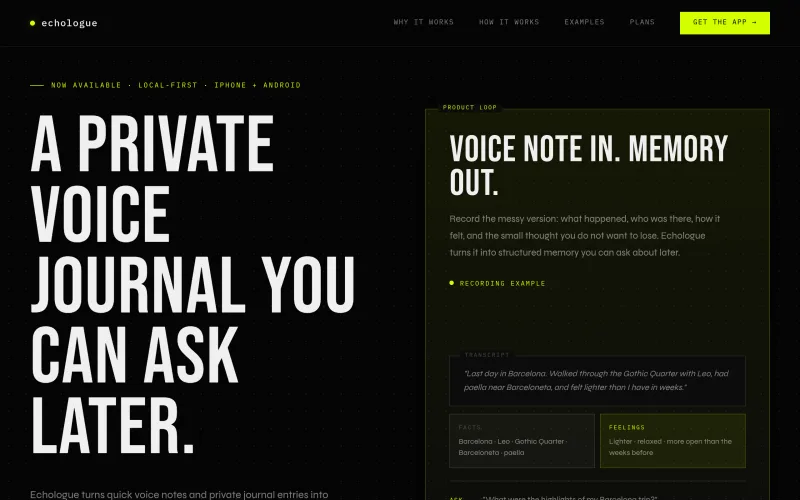 Echologue — Private Voice Journal screenshot