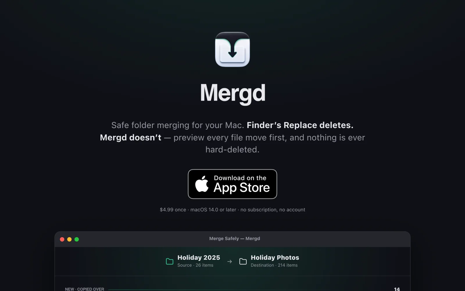 Mergd — Safe folder merging for your Mac screenshot