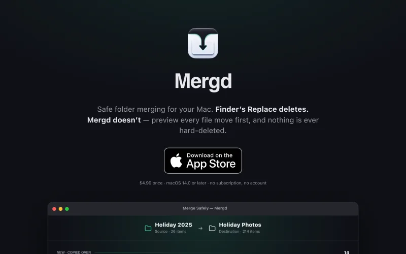 Mergd — Safe folder merging for your Mac screenshot