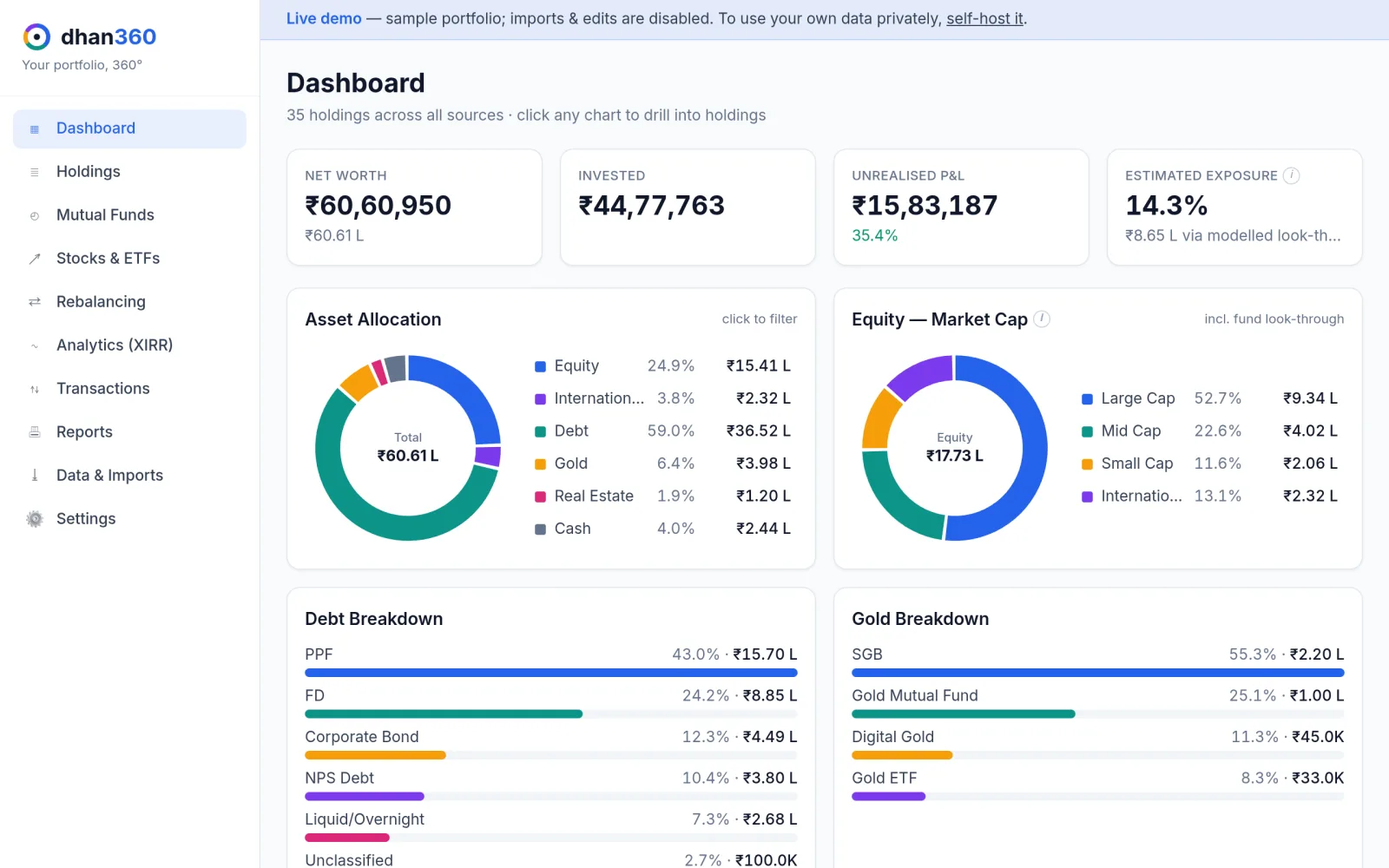 dhan360 — Portfolio 360° screenshot