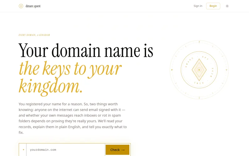 dmarc.quest — watch over your email domain screenshot