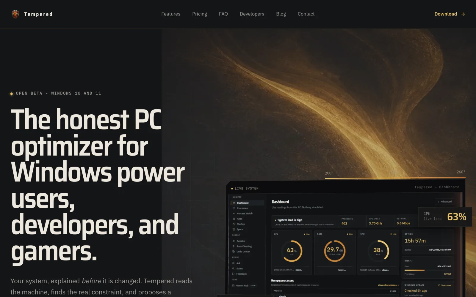 Tempered: AI PC Optimizer for Windows 10 & 11 screenshot