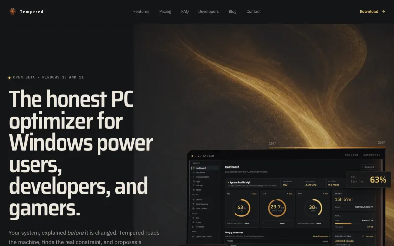 Tempered: AI PC Optimizer for Windows 10 & 11 screenshot