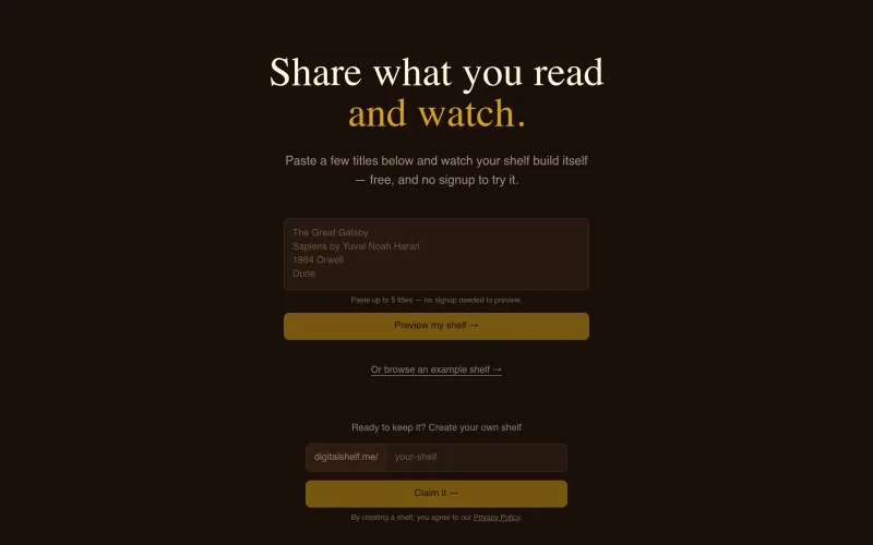 DigitalShelf — Share what you read and watch screenshot