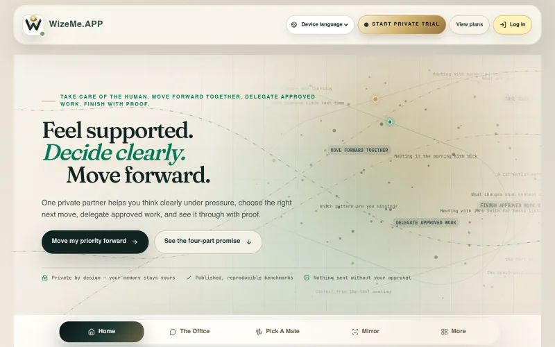 WizeMe.APP | Private AI Continuity and Decision OS screenshot