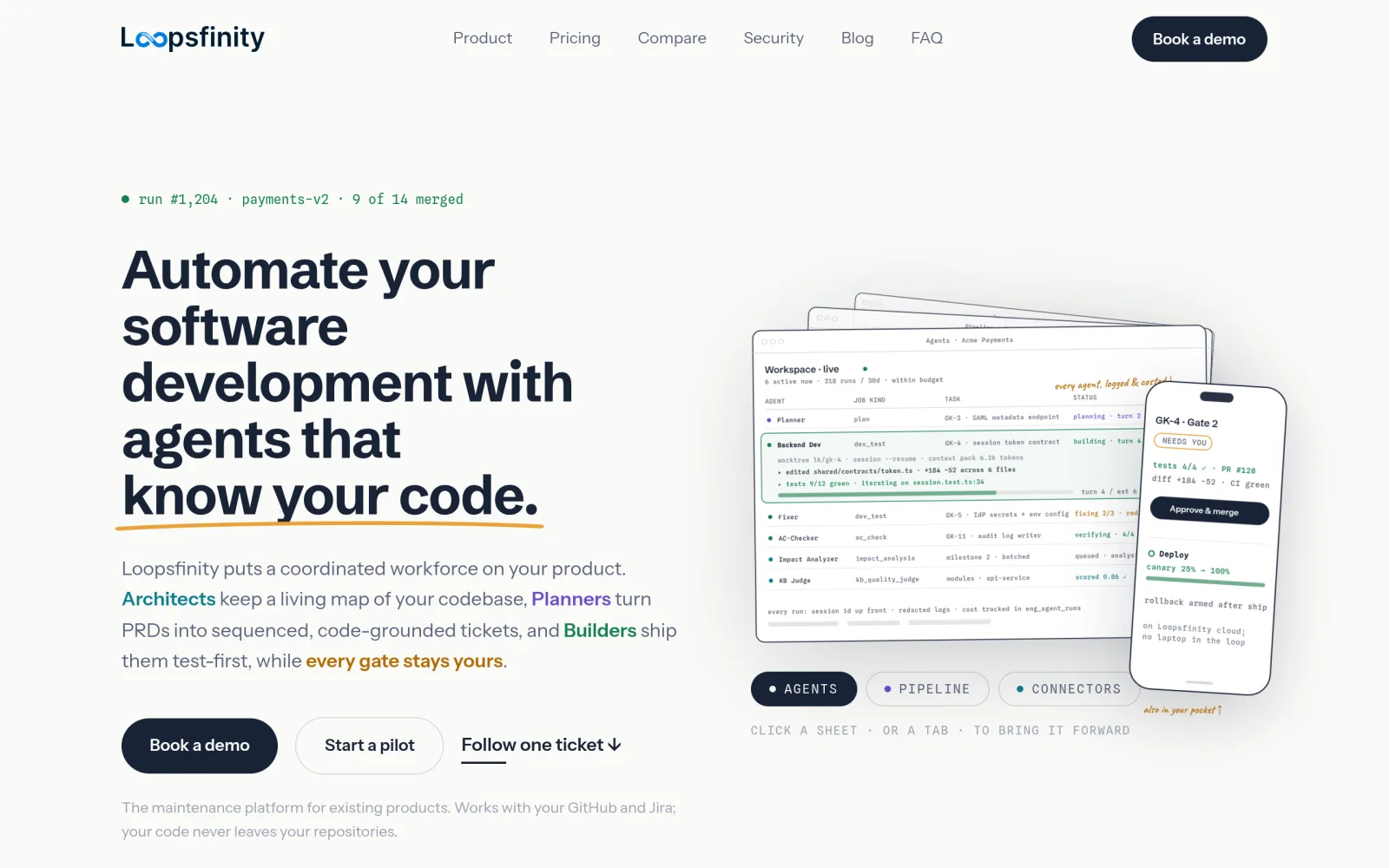 Loopsfinity | Automate your software development with agents that know screenshot